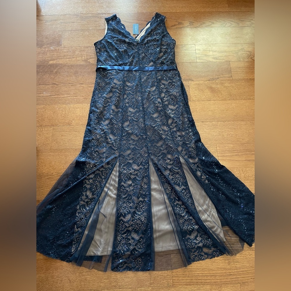 NWT Candalite‎ Navy Sequin Babydoll Mesh Maxi Dress 1X Whimsigoth Prom Formal
